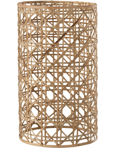 Photophore vintage XL Diamètre 15 cm en Verre Transparent Rotin Naturel Cannage Candice - 1