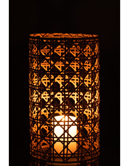 Photophore vintage XL Diamètre 15 cm en Verre Transparent Rotin Naturel Cannage Candice - 3