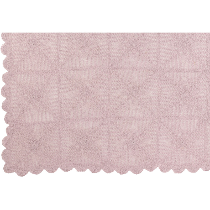 Nappe rectangulaire en coton rose dentelles 135x200 - 2