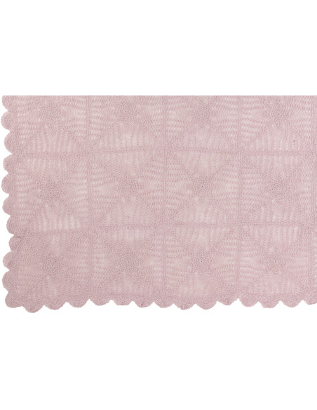 Nappe rectangulaire en coton rose dentelles 135x200 - 2