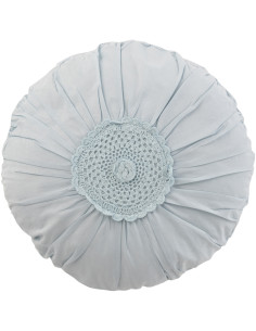 Coussin Rond Dolva 40 cm en Coton Bleu Motif dentelle - 1