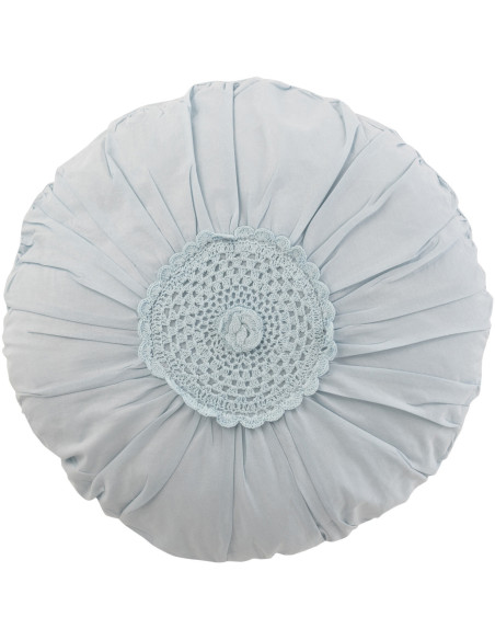 Coussin Rond Dolva 40 cm en Coton Bleu Motif dentelle - 1