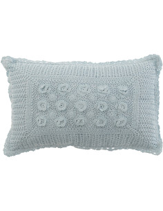 Coussin Rectangulaire Dolva 50x30 en Coton Bleu Motif dentelle - 1