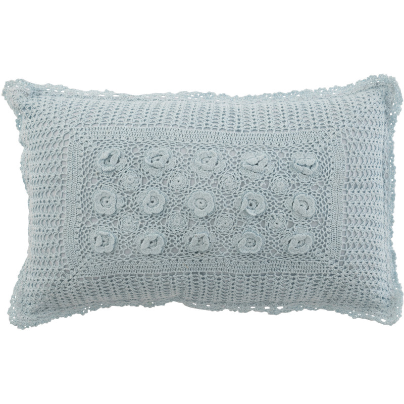 Coussin Rectangulaire Dolva 50x30 en Coton Bleu Motif dentelle - 1