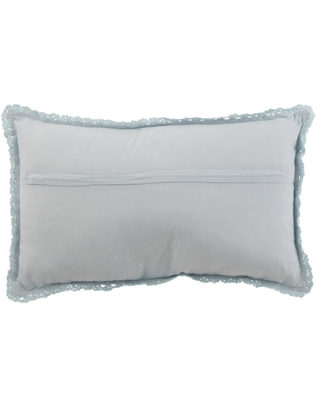 Coussin Rectangulaire Dolva 50x30 en Coton Bleu Motif dentelle - 3