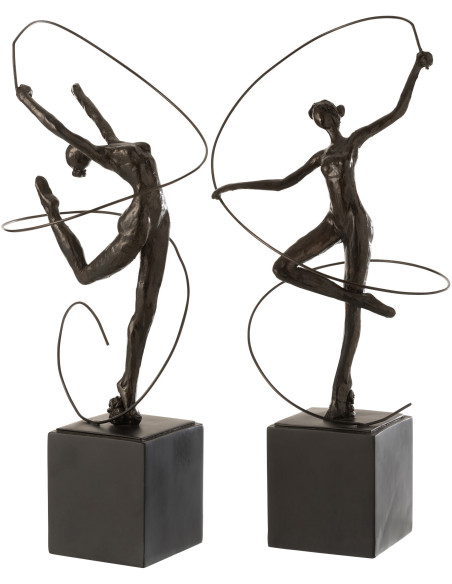 Statuettes déco Gymnastique rythmique Hauteur 46 cm en Résine Marron foncé Nelissa (Lot de 2) - 1