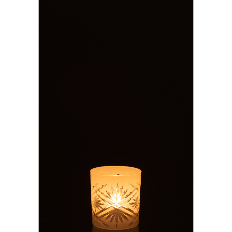 Photophore moderne Diamètre 7 cm en Verre Blanc Santorini - 4