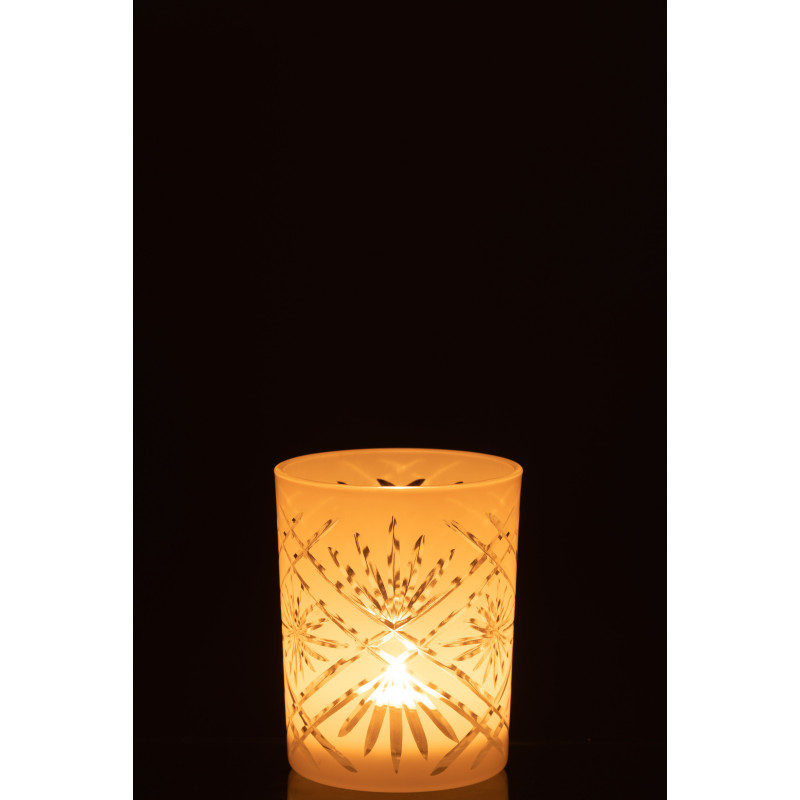 Photophore moderne Diamètre 10 cm en Verre Blanc Santorini - 3