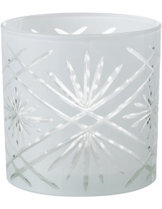 Photophore moderne XL Diamètre 15 cm en Verre Blanc Santorini - 1