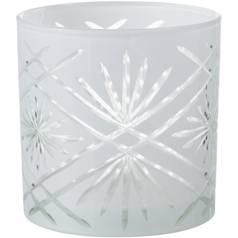 Photophore moderne XL Diamètre 15 cm en Verre Blanc Santorini - 1