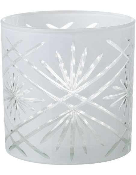 Photophore moderne XL Diamètre 15 cm en Verre Blanc Santorini - 1