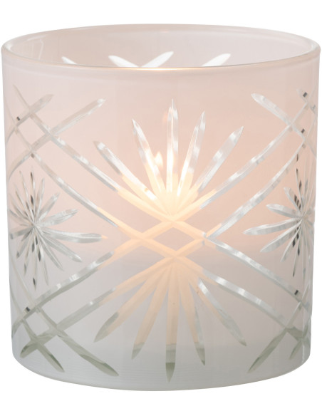 Photophore moderne XL Diamètre 15 cm en Verre Blanc Santorini - 2