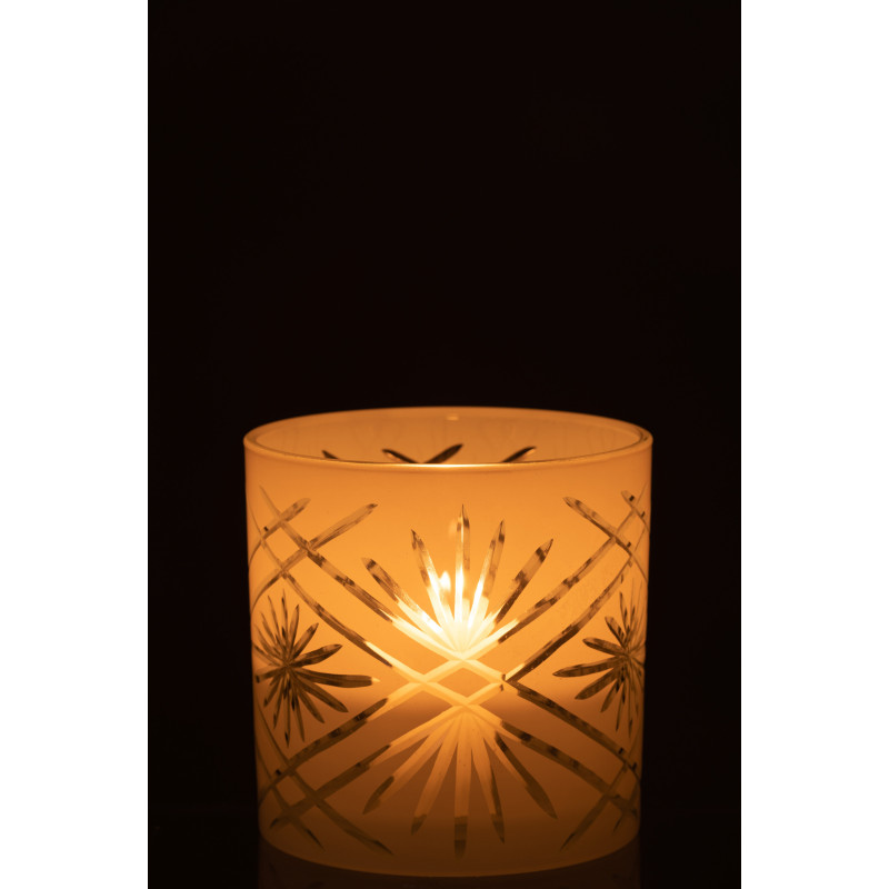 Photophore moderne XL Diamètre 15 cm en Verre Blanc Santorini - 3