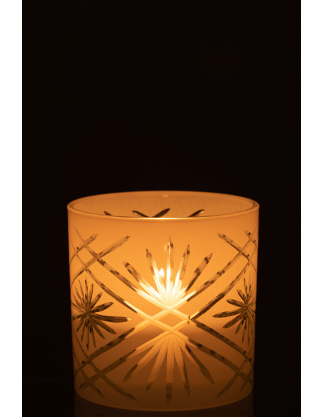 Photophore moderne XL Diamètre 15 cm en Verre Blanc Santorini - 3