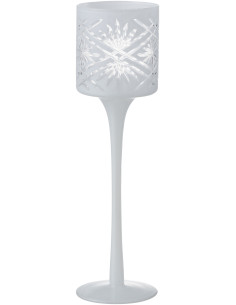 Photophore moderne sur pied Hauteur 25 cm en Verre Blanc Santorini - 1