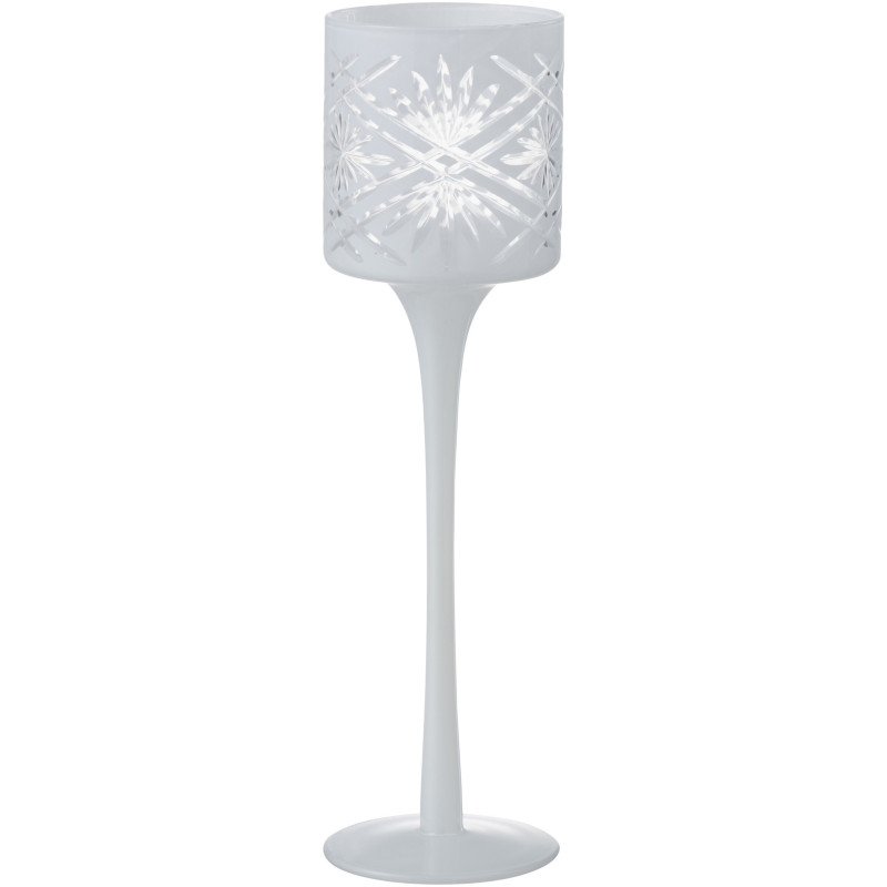 Photophore moderne sur pied Hauteur 25 cm en Verre Blanc Santorini - 1