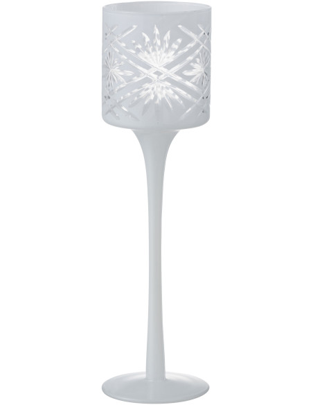 Photophore moderne sur pied Hauteur 25 cm en Verre Blanc Santorini - 1