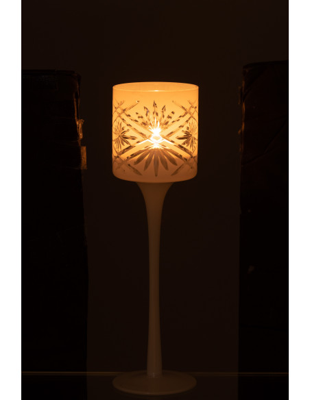 Photophore moderne sur pied Hauteur 25 cm en Verre Blanc Santorini - 3