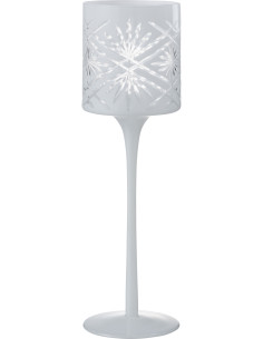 Photophore moderne XL sur pied Hauteur 30 cm en Verre Blanc Santorini - 1