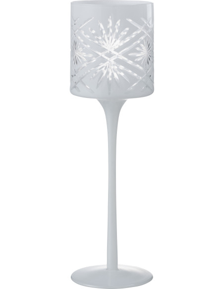 Photophore moderne XL sur pied Hauteur 30 cm en Verre Blanc Santorini - 1