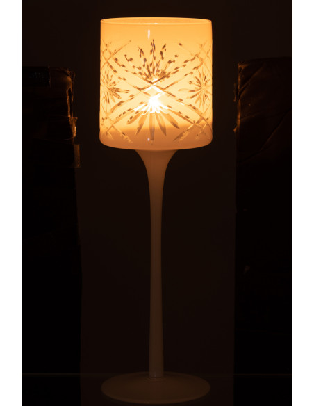 Photophore moderne XL sur pied Hauteur 30 cm en Verre Blanc Santorini - 3