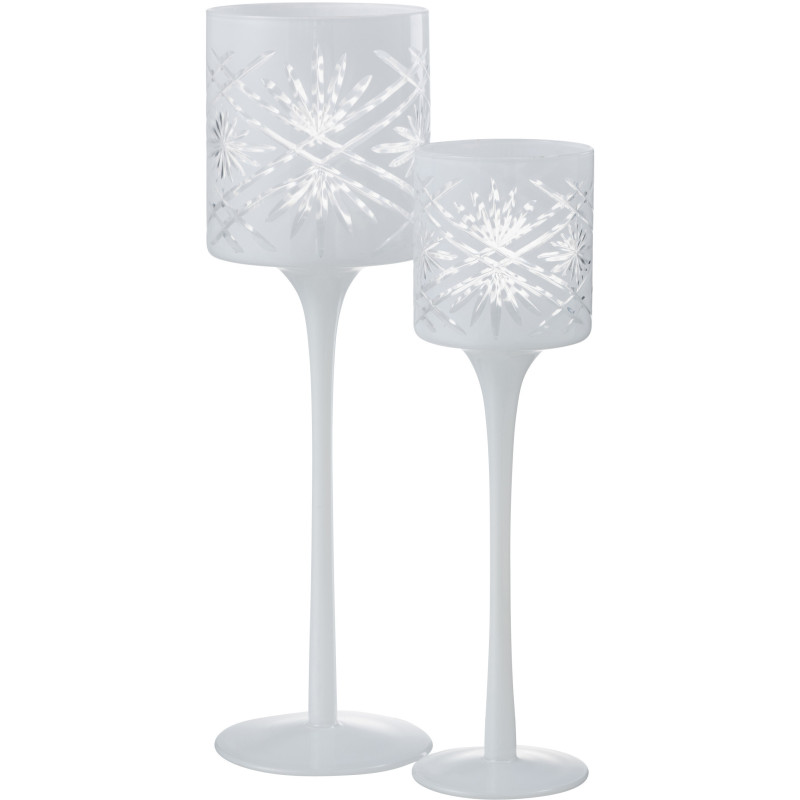 Photophore moderne XL sur pied Hauteur 30 cm en Verre Blanc Santorini - 4