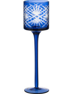 Photophore moderne sur pied Hauteur 25 cm en Verre Bleu Santorini - 1