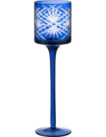 Photophore moderne sur pied Hauteur 25 cm en Verre Bleu Santorini - 1