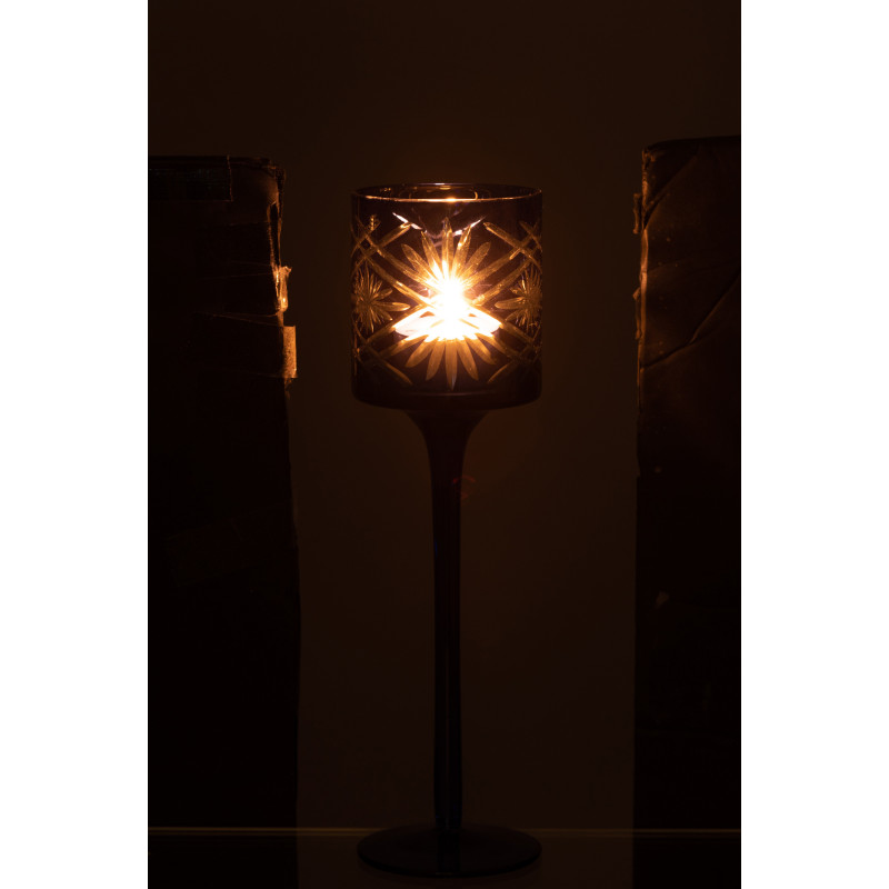 Photophore moderne sur pied Hauteur 25 cm en Verre Bleu Santorini - 3