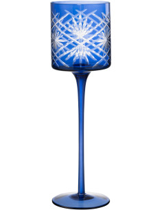 Photophore moderne XL sur pied Hauteur 30 cm en Verre Bleu Santorini - 1