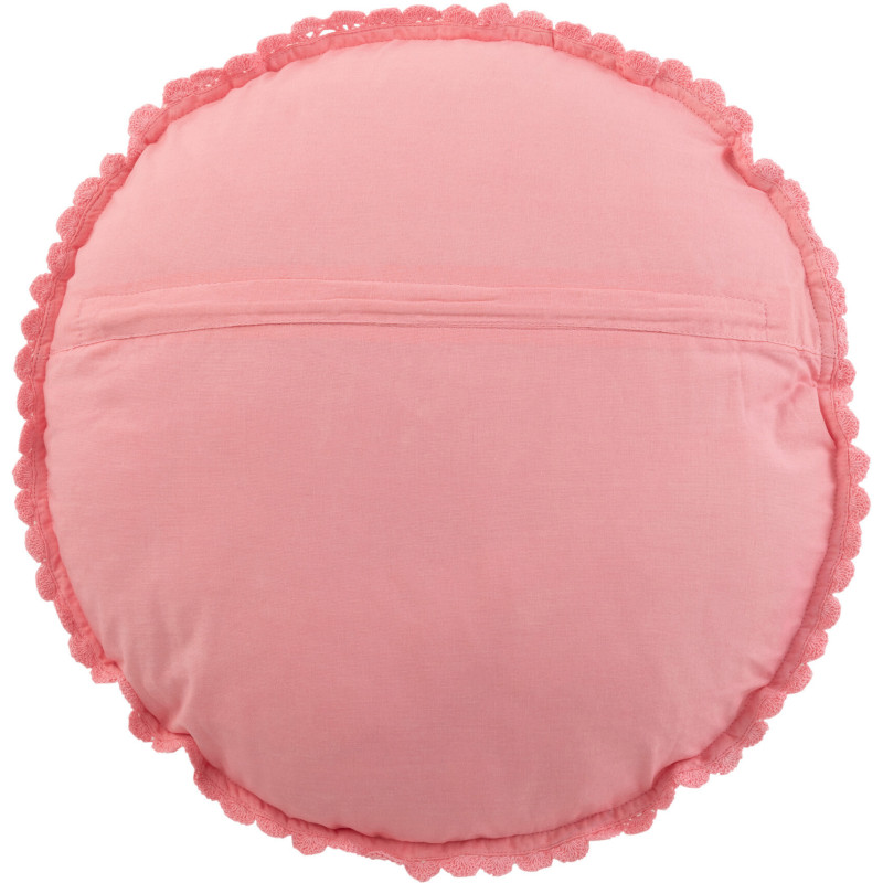 Coussin Rond Mia 40 cm en Coton Rose Motif dentelle - 3
