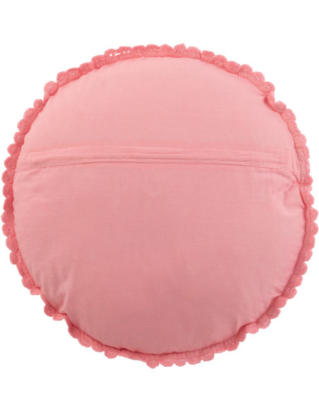 Coussin Rond Mia 40 cm en Coton Rose Motif dentelle - 3