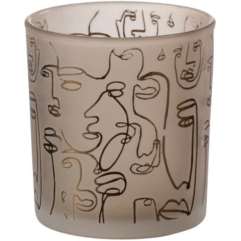 Photophore design Arty Diamètre 7 cm en Verre Ambré Happy faces - 1