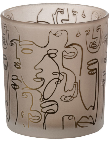 Photophore design Arty Diamètre 7 cm en Verre Ambré Happy faces - 1