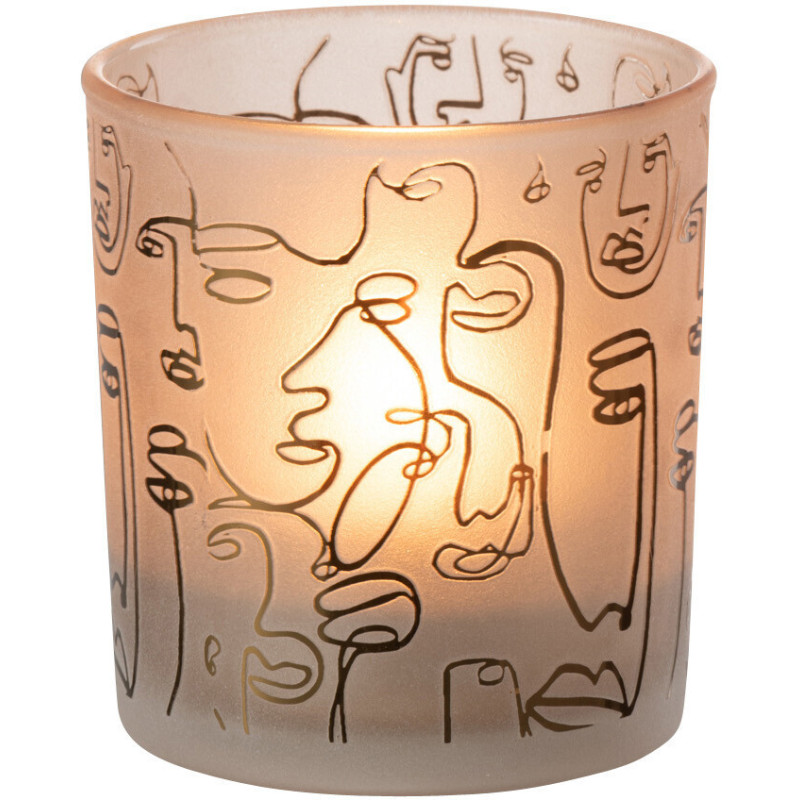 Photophore design Arty Diamètre 7 cm en Verre Ambré Happy faces - 2