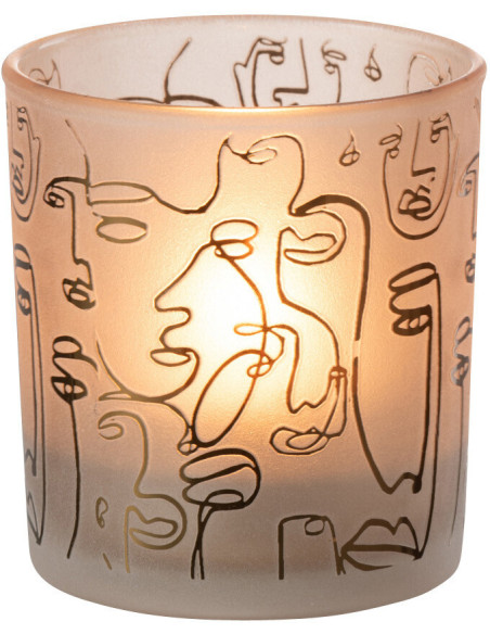 Photophore design Arty Diamètre 7 cm en Verre Ambré Happy faces - 2