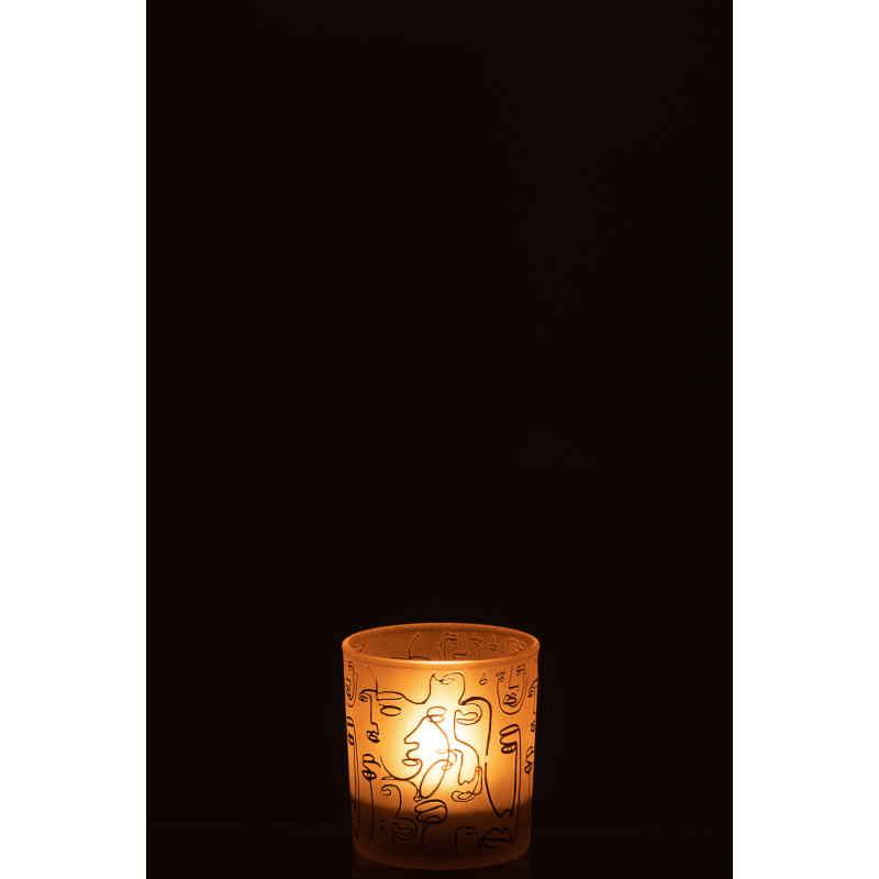 Photophore design Arty Diamètre 7 cm en Verre Ambré Happy faces - 3