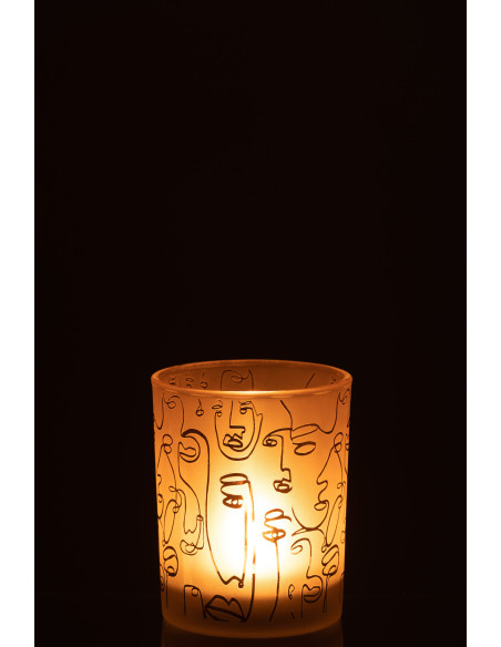 Photophore design Arty Diamètre 10 cm en Verre Ambré Happy faces - 3