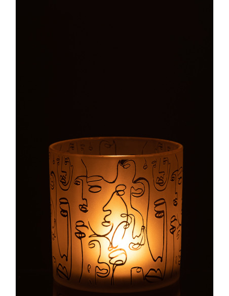 Photophore design Arty XL Diamètre 15 cm en Verre Ambré Happy faces - 3