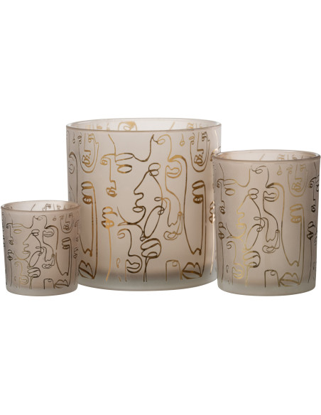 Photophore design Arty XL Diamètre 15 cm en Verre Ambré Happy faces - 4