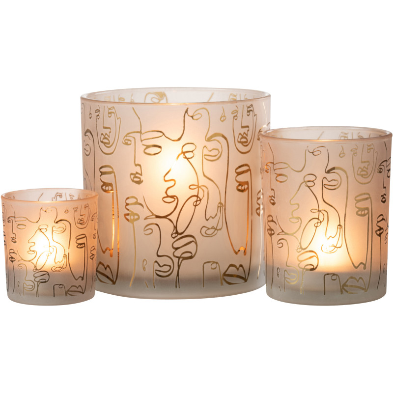 Photophore design Arty XL Diamètre 15 cm en Verre Ambré Happy faces - 5