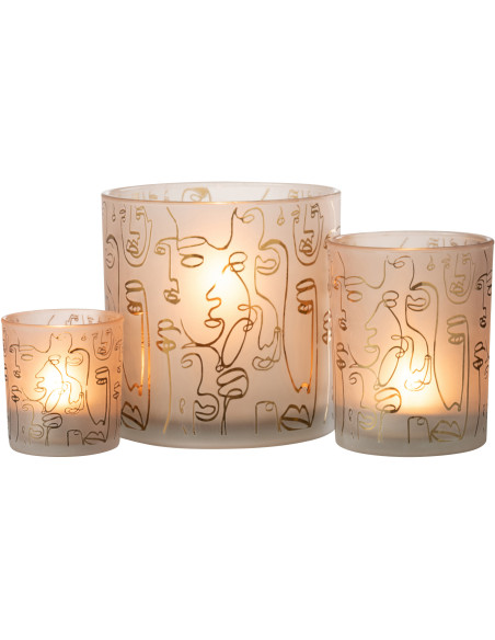 Photophore design Arty XL Diamètre 15 cm en Verre Ambré Happy faces - 5