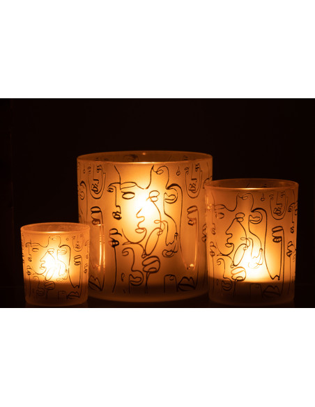 Photophore design Arty XL Diamètre 15 cm en Verre Ambré Happy faces - 6