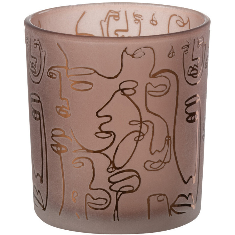 Photophore design Arty Diamètre 7 cm en Verre Terracotta Happy faces - 1