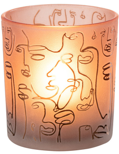 Photophore design Arty Diamètre 7 cm en Verre Terracotta Happy faces - 2