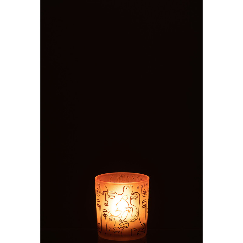 Photophore design Arty Diamètre 7 cm en Verre Terracotta Happy faces - 3