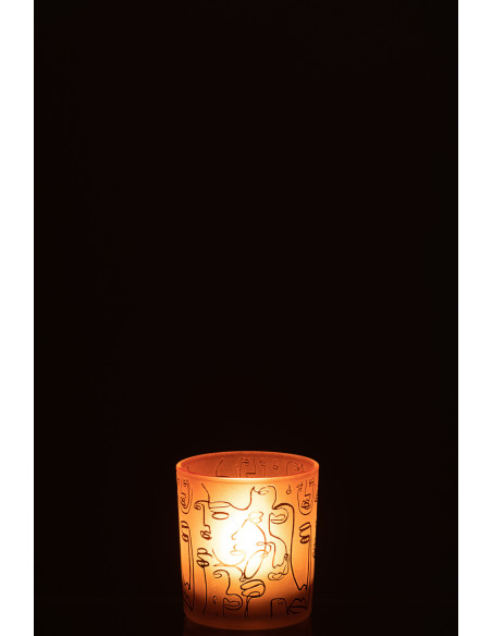 Photophore design Arty Diamètre 7 cm en Verre Terracotta Happy faces - 3