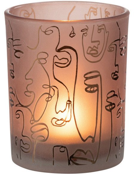 Photophore design Arty Diamètre 10 cm en Verre Terracotta Happy faces - 2