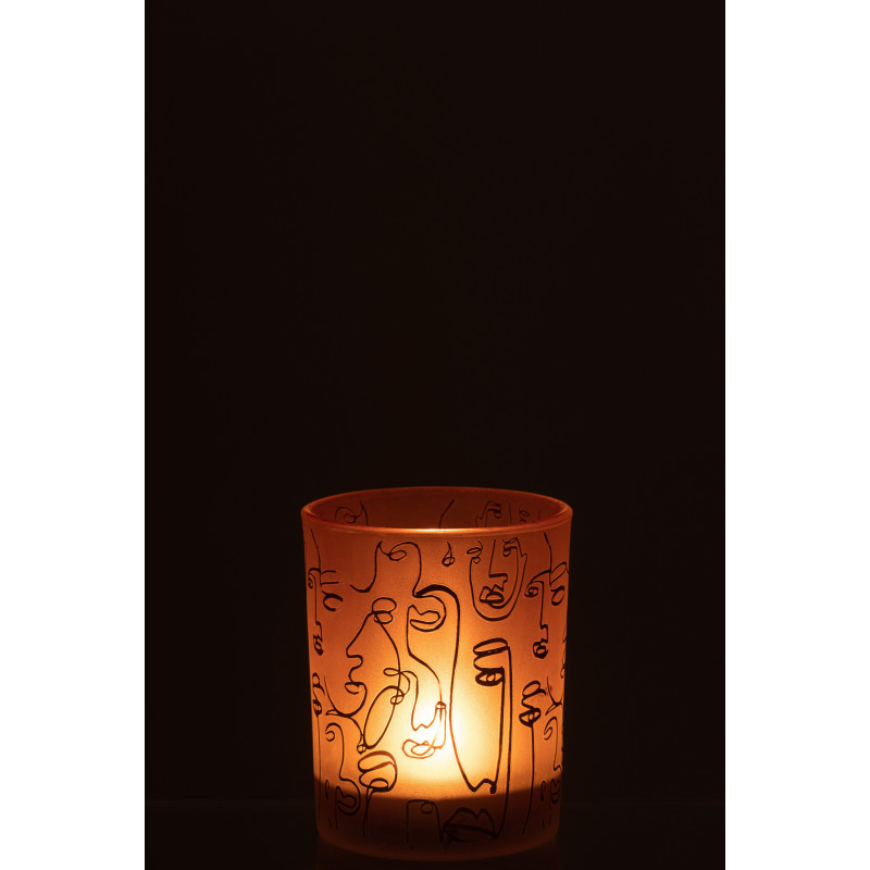 Photophore design Arty Diamètre 10 cm en Verre Terracotta Happy faces - 3