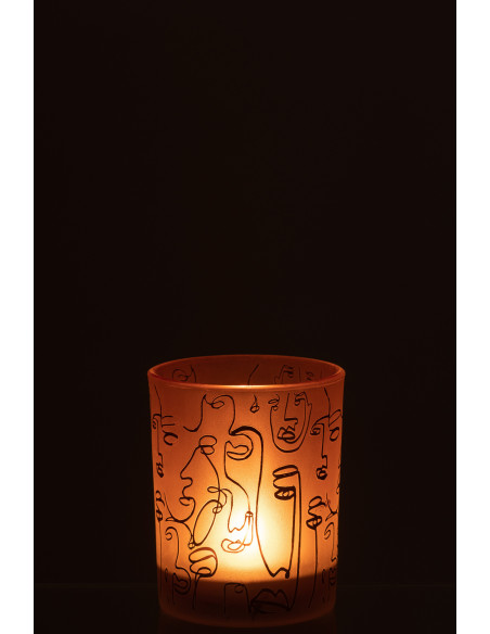 Photophore design Arty Diamètre 10 cm en Verre Terracotta Happy faces - 3